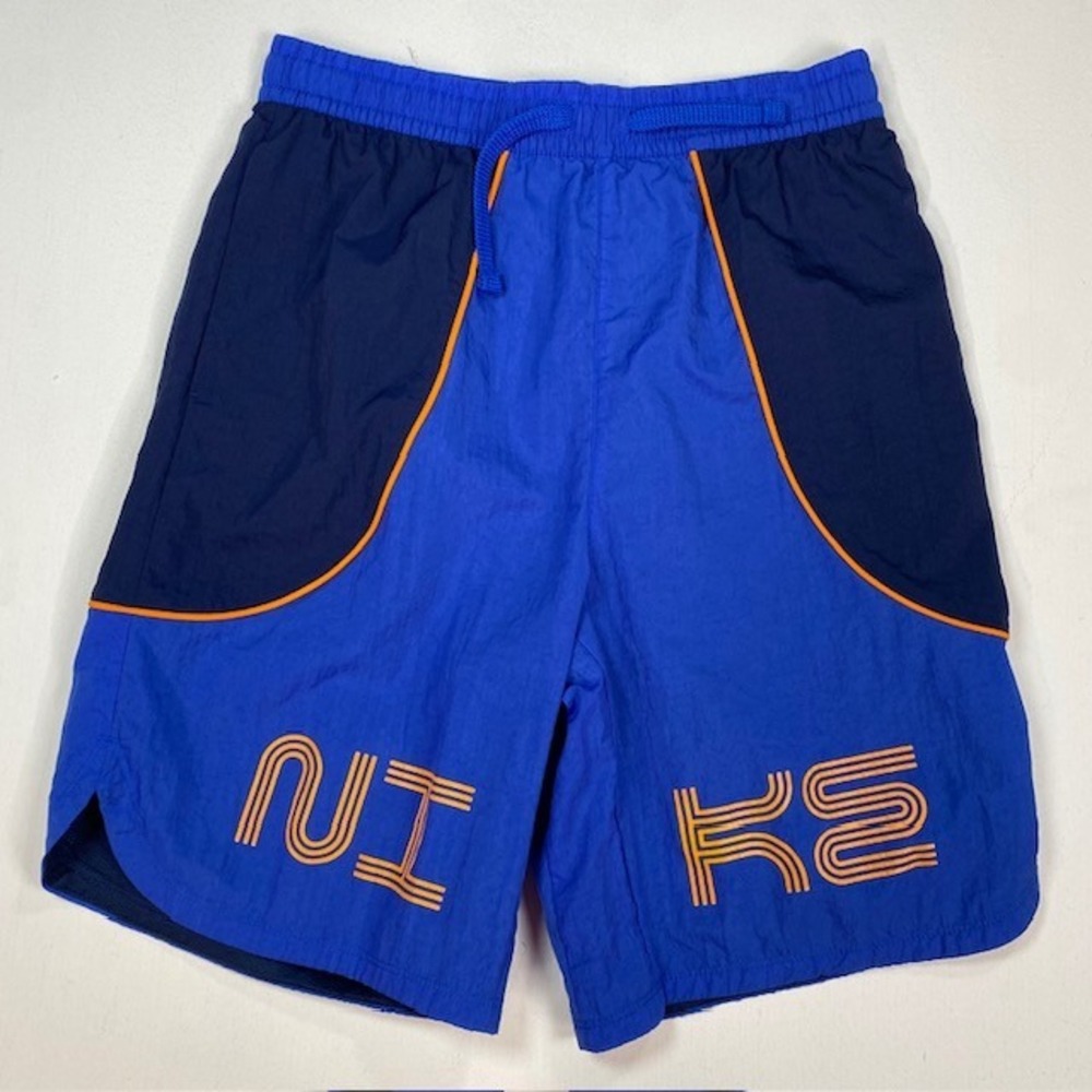 Nike Youth Colorblock Nylon Athletic Shorts Blue Navy Orange DX5099-480 XL‎